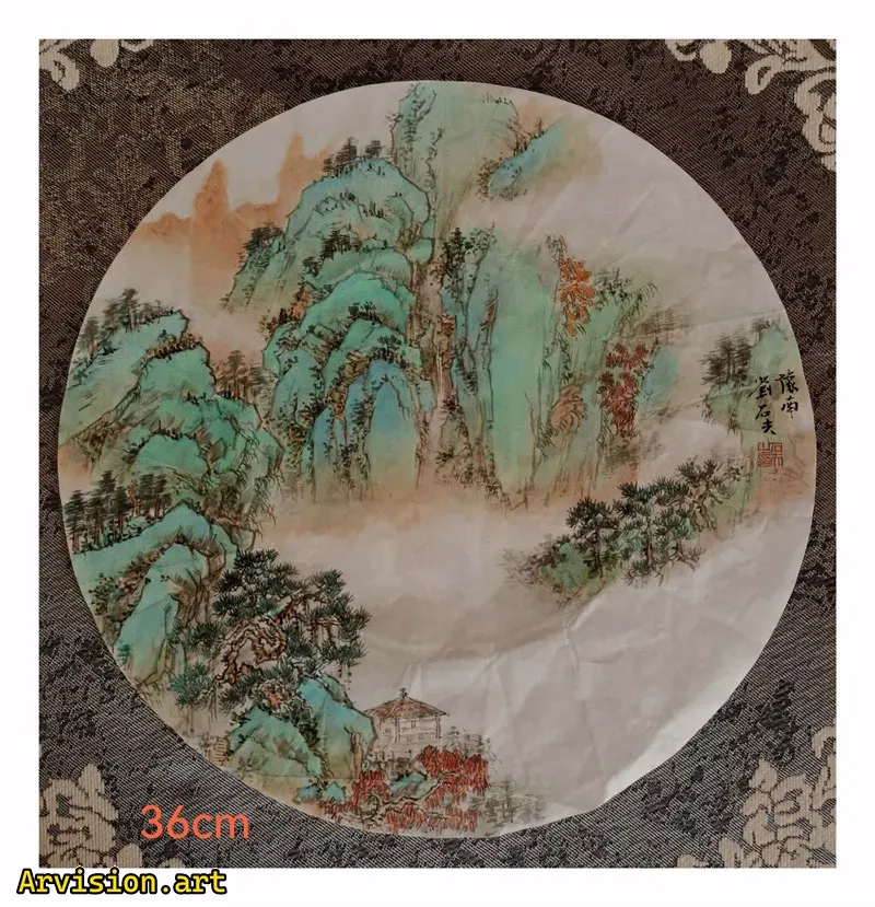 Pintura de tinta china de pino verde