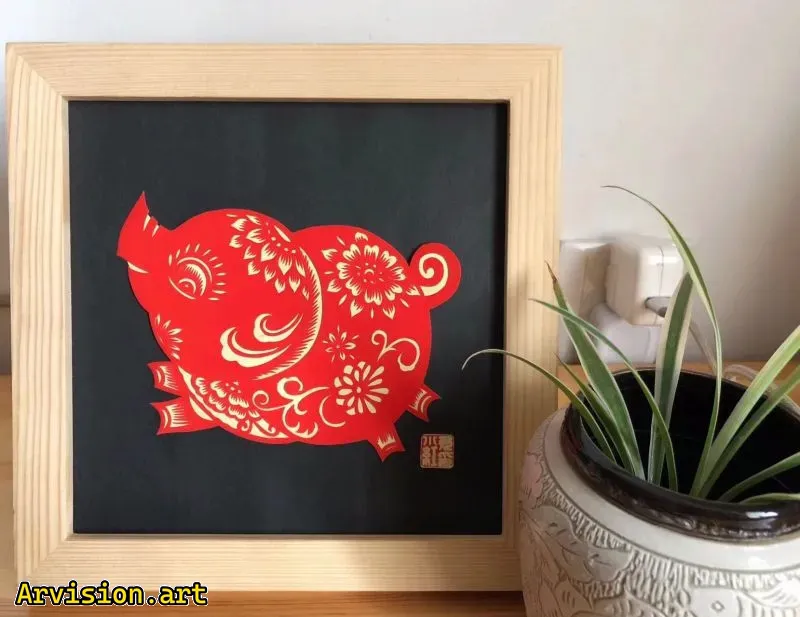 Cerdo de la serie Zodiac China Paper Cut