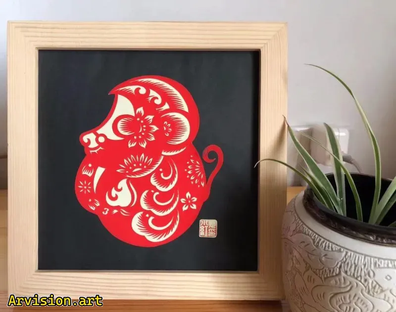 Serie de monos del zodiaco chino de corte de papel