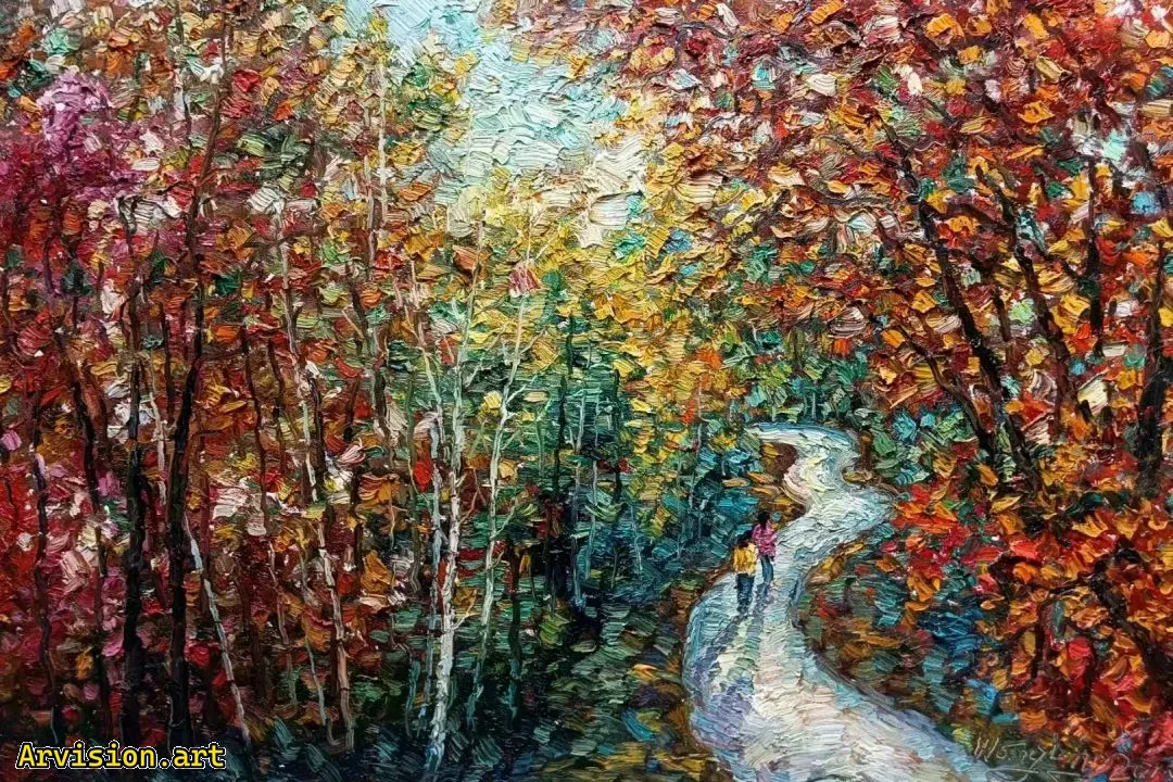 Wang Lin pintura al óleo camino