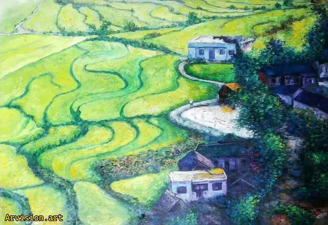 El campo de la pintura al óleo de Wang Lin a principios del verano