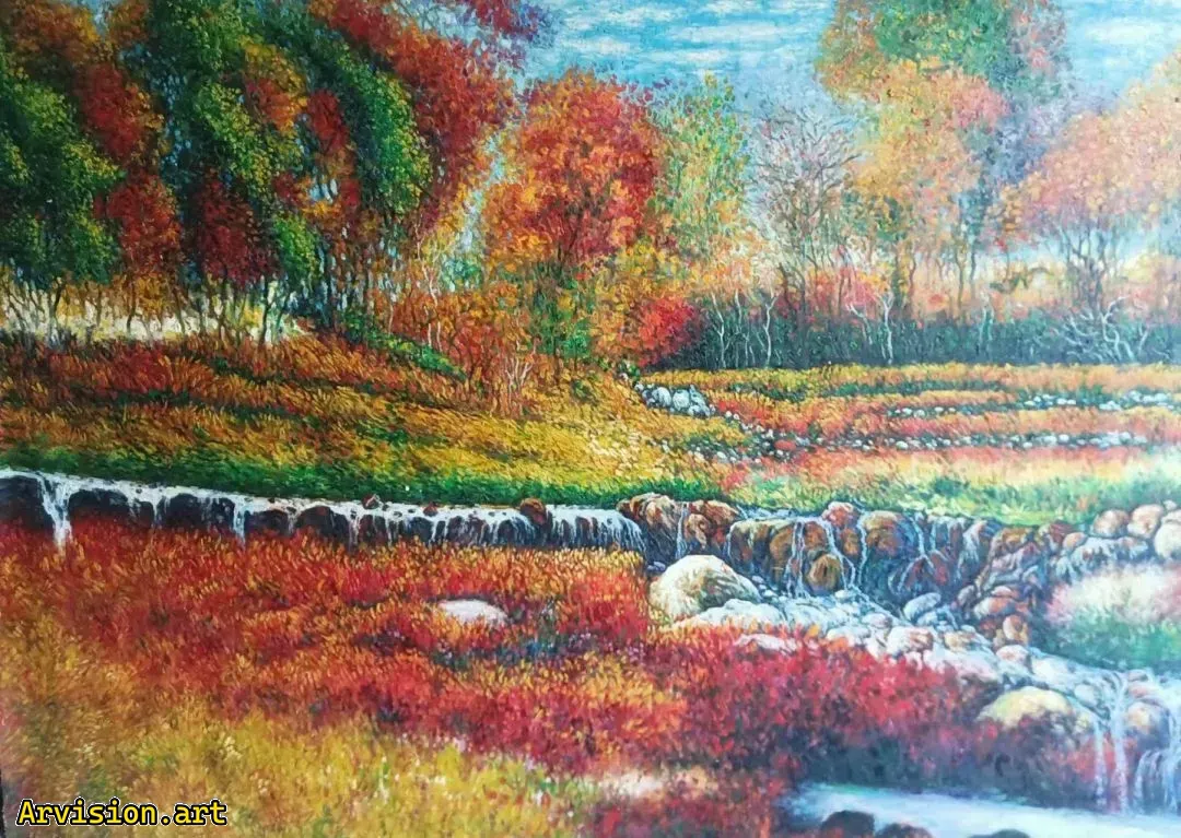 La pintura al óleo de Wang Lin es fresca en otoño.