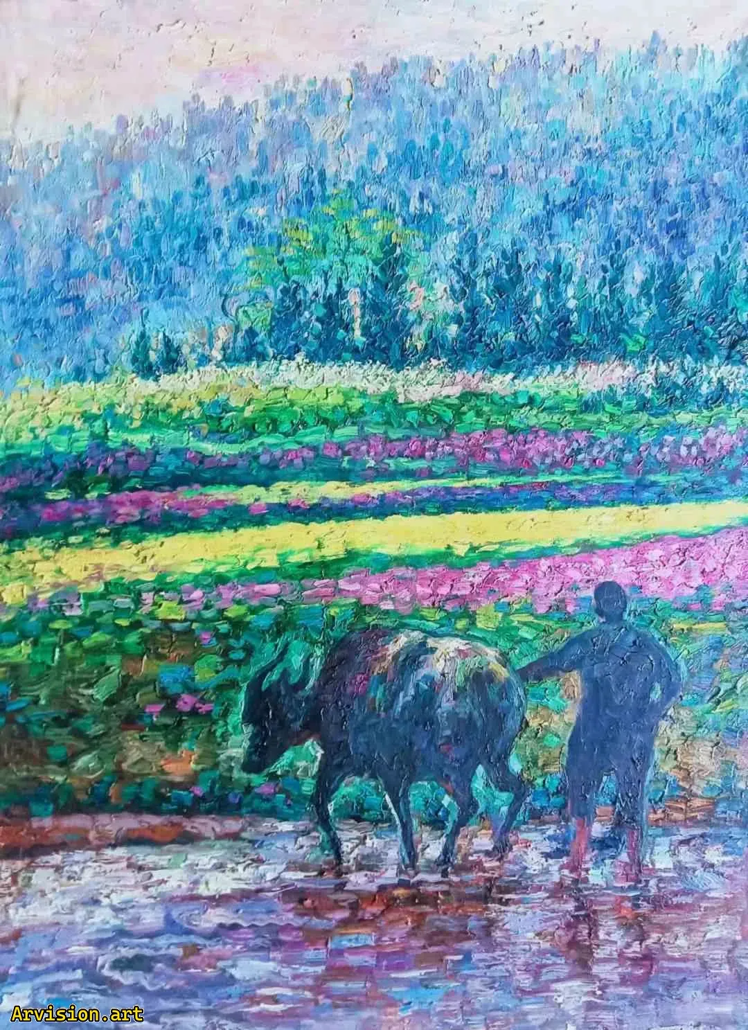 El pintor al óleo Wang Lin Qin chunzao