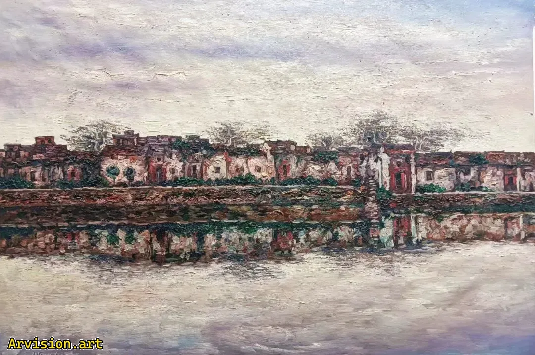 Wang Lin pintura al óleo casa ancestral