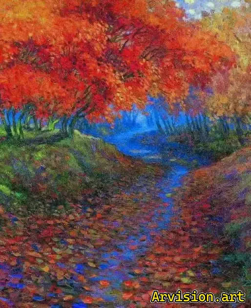 Otoño chino Maple Leaf Oil Painting