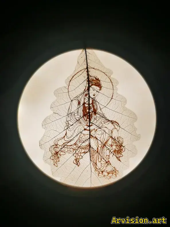 Guanyin梧桐 hoja hoja tallado obras