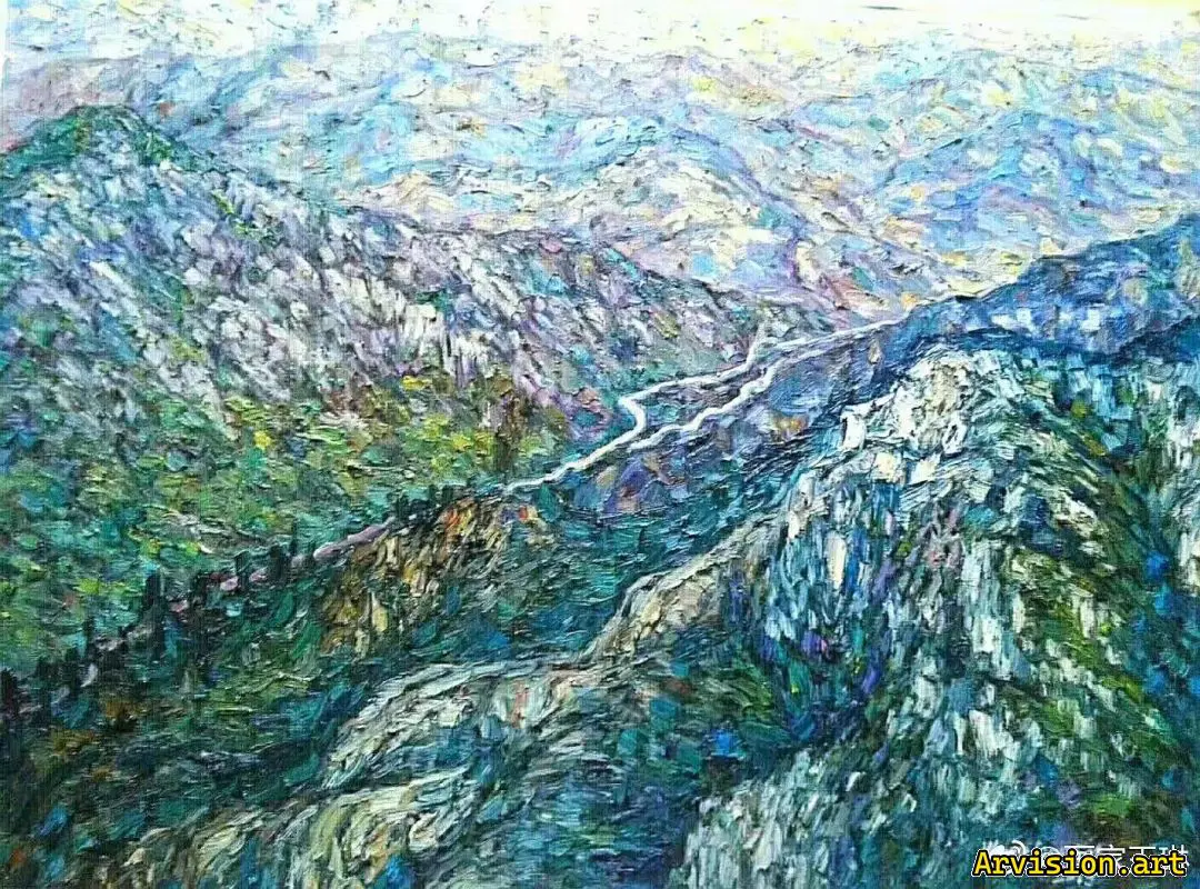 La pintura al óleo de Wang Lin es imponente en la montaña dabie.