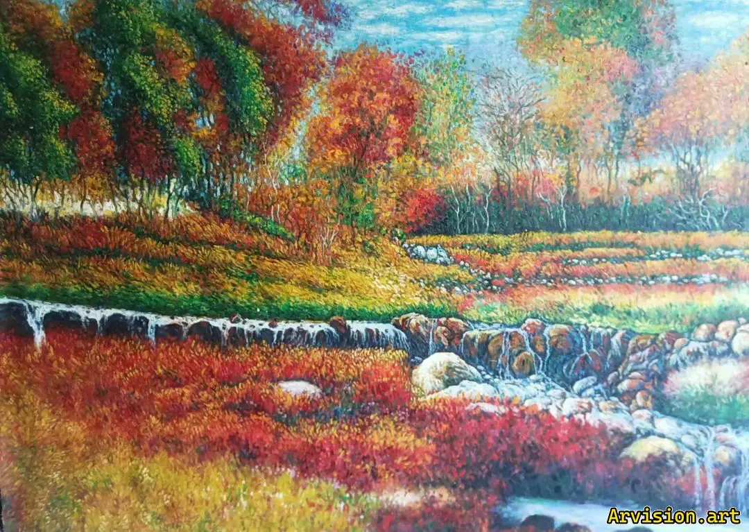 La pintura al óleo de Wang Lin es fresca en otoño.