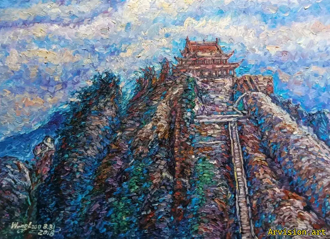 La pintura al óleo de Wang Lin busca inmortales